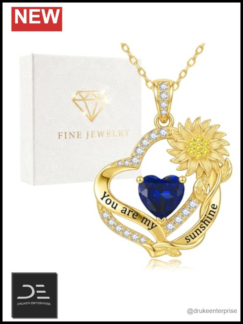 14K Gold Plated Sunflower Pendant Necklace for Women with Adjustable Chain